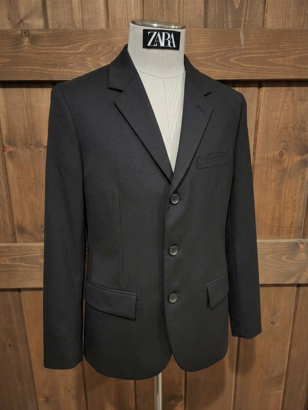 Zara Black Blazer Jacket Womens Small S Three Button Notch Lapel Suit Coat NWOT